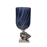 Стеклянная ваза на металлическом основании дымчатая 71PN-31270