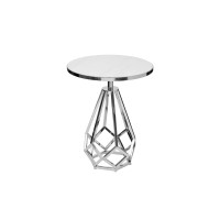 Столик журнальный с мраморной столешницей на металлическом основании серебро 2KF111037-S