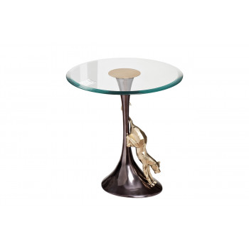 Журнальный столик круглый металлический со стеклянной столешницей Ягуар 69-120277
