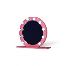 Круглое настольное гримерное розовое зеркало с лампочками Пинк 80 см