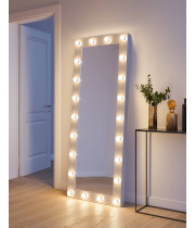 Гримерное зеркало с подсветкой лампами в полный рост в белой раме Джоди 80х190 см