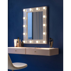 Настенное гримерное зеркало со светодиодной подсветкой в белой раме Джуди
