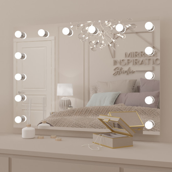 Гримерное настенное зеркало с подсветкой LED-лампочками Хилари 100х70 см