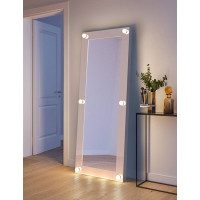 Гримерное зеркало с лампочками в полный рост в белой раме Ларсен 80х180 см
