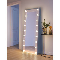 Гримерное зеркало с LED-лампочками в полный рост в белой раме Мариса 80х180 см