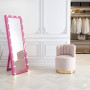 Напольное гримерное зеркало в розовой раме с опорой на подставку-ногу Ледио