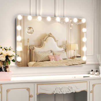 Настенное гримерное зеркало с закруглёнными углами с подсветкой лампочками «Хэйли»