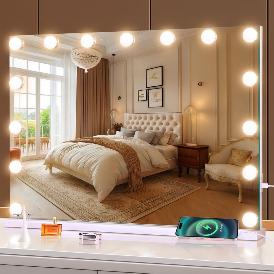 Настольное гримерное зеркало с подсветкой лампочками Hollywood 6