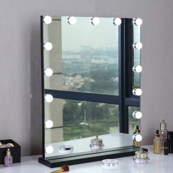 Гримерное настольное зеркало на подставке с подсветкой лампочками Hollywood