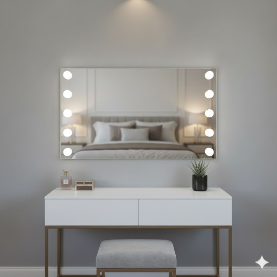 Гримерное зеркало без рамы с лампочками по бокам Hollywood 7