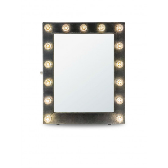Гримерное зеркало в черной раме с подсветкой лампочками «Элиза»