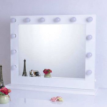 Гримерное настольное зеркало Белое с подсветкой лампочками