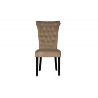 Велюровый стул с кольцом на деревянных ножках бежево-серый PJC597-J631