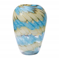 Стеклянная ваза бело-синяя H27D18,5 HJ666-28-F51