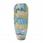 Стеклянная ваза бело-синяя H36D14