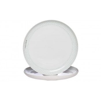 Тарелка белая с бирюзовым рисунком (2) 30*30*3,3 CB2193-30-F138
