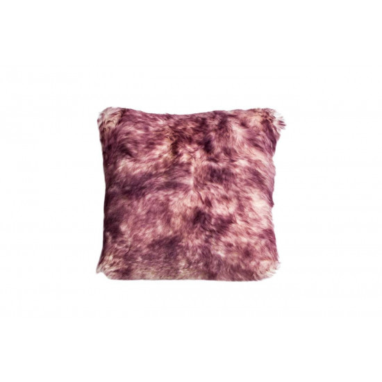 Меховая квадратная подушка односторонняя розово-палевая