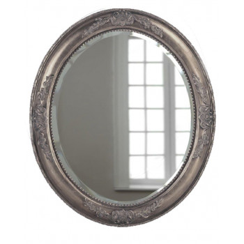 Зеркало овальное настенное в серебряной раме Эвора Серебро