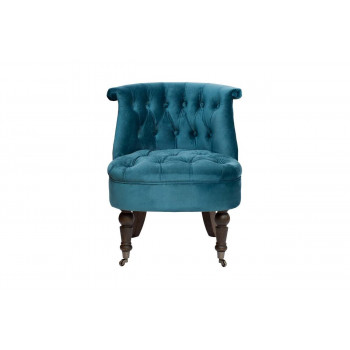 Низкое велюровое стеганное кресло сине-зеленое 46*61*70см ножки т-кор. HD2202868-BBD