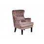 Велюровое кресло с подушкой на деревянных ножках дымчато-розовое 77*92*105см 24YJ-7004-06418/1