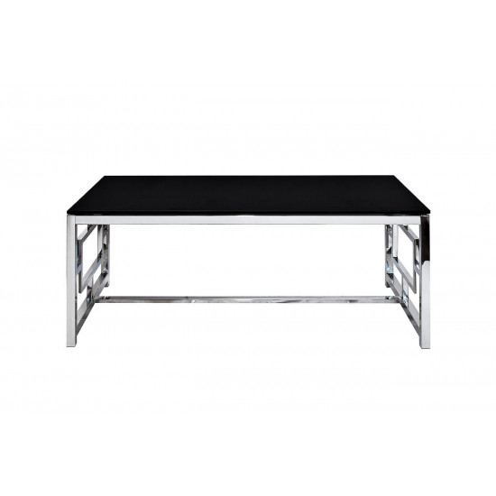 Металлический прямоугольный журнальный столик с чёрным стеклом  60*120*45см GY-CT2051212