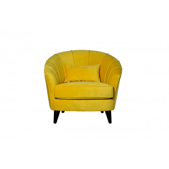 Жёлтое велюровое кресло на деревянных чёрных ножках 93х84х78 ZW-555-06476