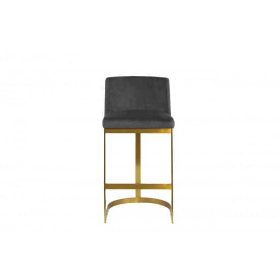 Барный стул на металлических ножках велюр серо-коричневый 49*54*102см PJJ129-PJ623