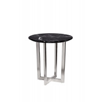Журнальный столик круглый со столешницей из мрамора на металлическом основании Nero d55х57,2 см 33FS-ET2029-BS 