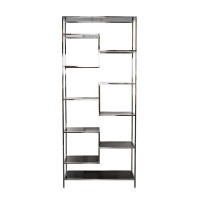 Стеллаж хром с чёрным стеклом 90*35*210 см 46AS-SH1408-SILVER