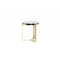 Золотой круглый журнальный столик со стеклом на металлическом каркасе d.50*55см 47ED-ET031GOLD