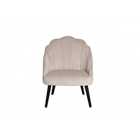 Кремовое велюровое кресло с волнистой спинкой на деревянном каркасе 67*72*86 PJC483-PJ634