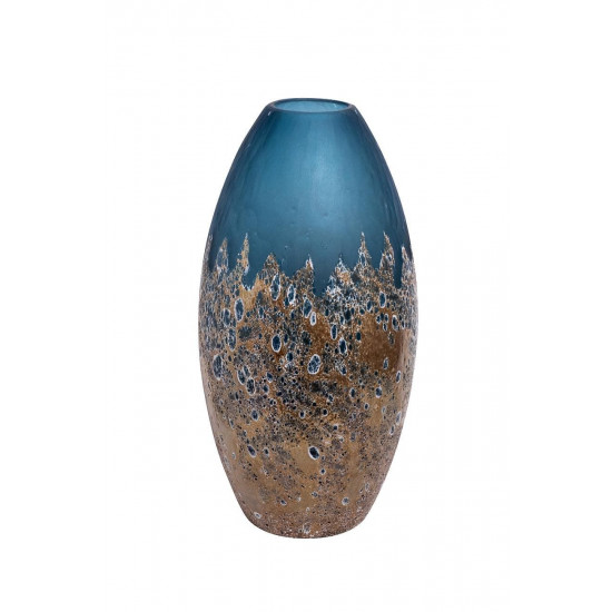 Стеклянная ваза голубая с золотом H40D10, 5 HJ1654-40-S81