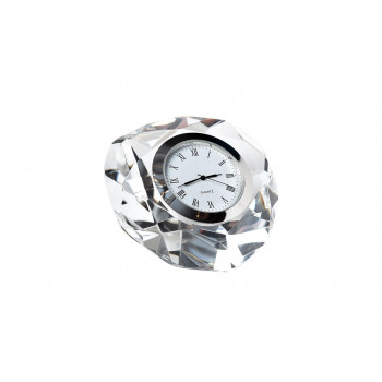 Часы настольные стеклянные серебряные 8*8*4 см C80591