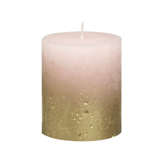 Декоративная свеча розовая с золотом Rustic 80*68мм 103668636704