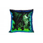 Декоративная квадратная подушка с пайетками синяя/зеленая 45*45см 28ML-P00114