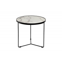 Журнальный столик круглый со столешницей из мрамора на металлическом каркасе Royal White d50*48см 33FS-ET276-BL