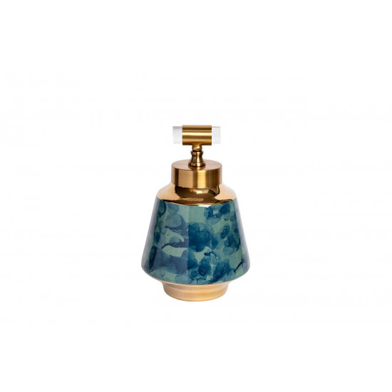 Керамическая ваза с крышкой сине-бирюзовая с золотом 19*30см 55RD3121M