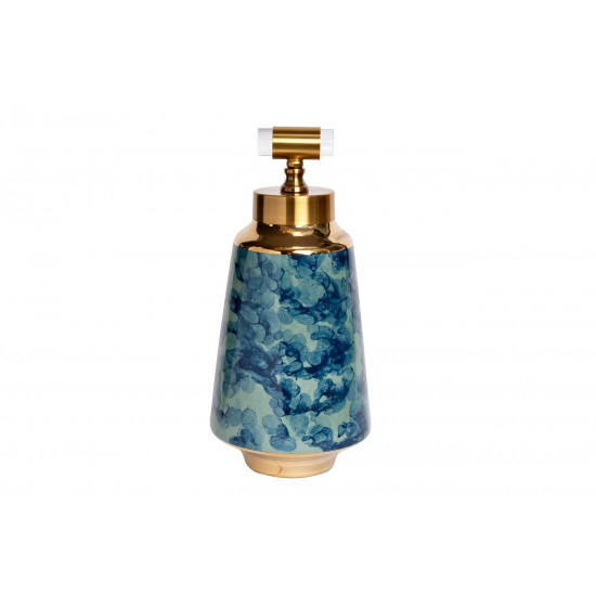 Керамическая ваза с крышкой сине-бирюзовая с золотом 18*39см 55RD3121L
