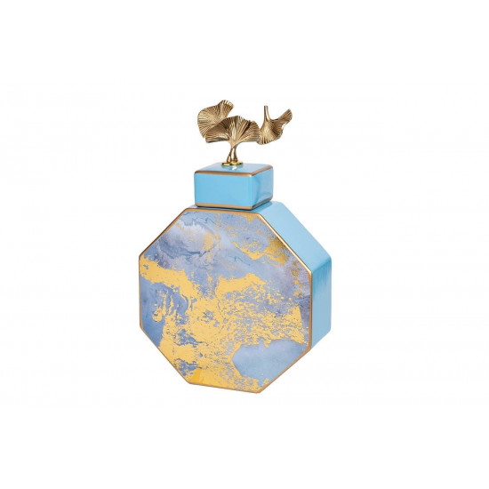 Керамическая ваза с крышкой голубая с золотом 55RD3570S 
