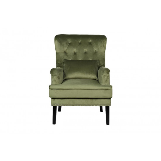 Велюровое кресло с подушкой на деревянных ножках светло-зеленое 77*92*105см 24YJ-7004-040