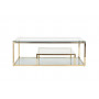Золотой журнальный столик для гостиной с прозрачным стеклом на металлическом каркасе 130*60*45см GY-CT8005GOLD