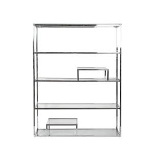 Стеллаж металлический хром с прозрачными полками 140*38*180см GY-SH8005 