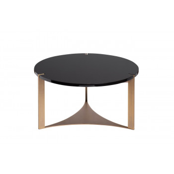 Чёрный круглый журнальный столик из дерева на металлических ножках d65*35см 58DB-ET15882