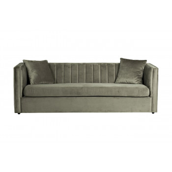 Велюровый трехместный раскладной диван Paolo Оливково-серый 232*91*74см, 2 подушки Bel17