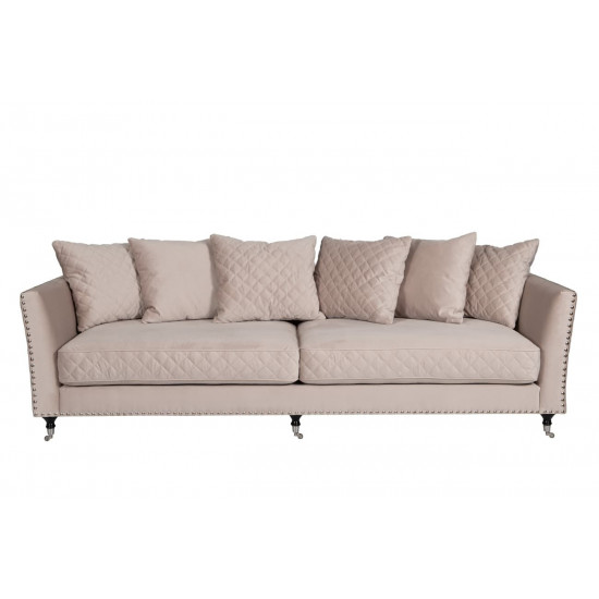 Велюровый трехместный раскладной диван Sorrento Крем-брюле 250*101*90см Bel42