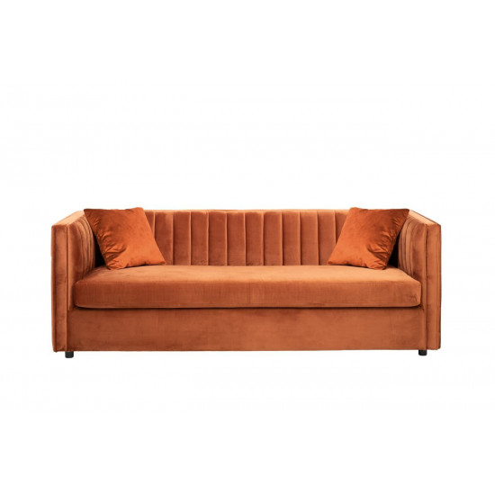 Велюровый трехместный раскладной диван Paolo Терракот  232*91*74см, 2 подушки Bel39