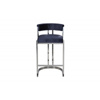 Барный стул велюр темно-синий/хром GY-B8216-DB