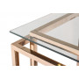 Металлический квадратный журнальный столик с прозрачным стеклом 51*51*55см KFG061