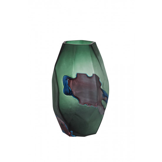 Стеклянная ваза сине-зелёная d21*30см HJ1724-33-W59