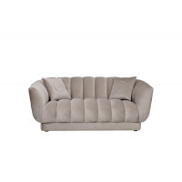 Велюровый двухместный диван Fabio Бежево-серый 182*95*72см, 2 подушки Bel03 